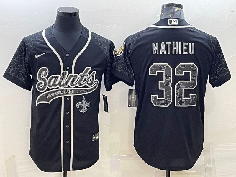 Men New Orleans Saints #32 Mathieu Black Reflector 2022 Nike Co branded NFL Jerseys